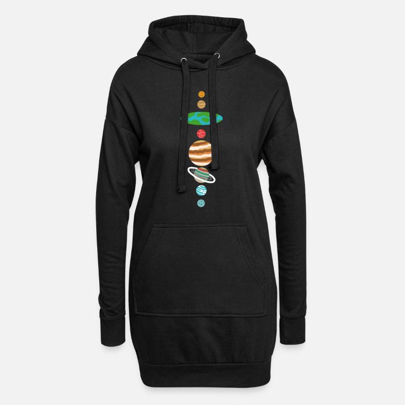 Flat Earth Solar System Flat Earth - Hoodie Dress - black