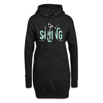 Ski, Skifahrer, Skifahren, Weihnachten - Hoodie-Kleid - Schwarz - Vorne