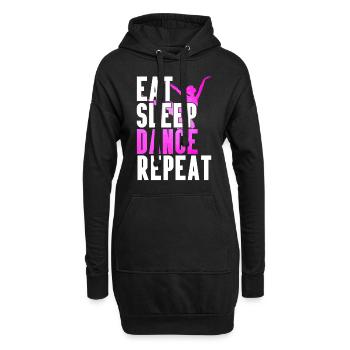 Essen Schlaftanz Wiederholung - Hoodie-Kleid - Schwarz - Vorne