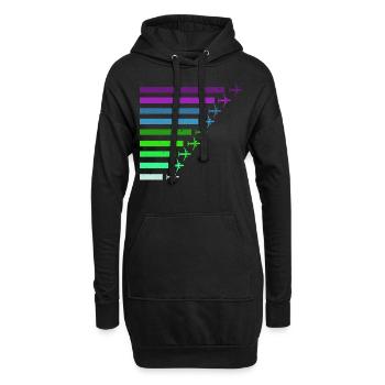 Flugzeuge Bunt - Hoodie-Kleid - Schwarz - Vorne