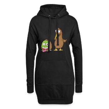 Kiwivogel und Kiwifrucht drehen durch - Hoodie-Kleid - Schwarz - Vorne