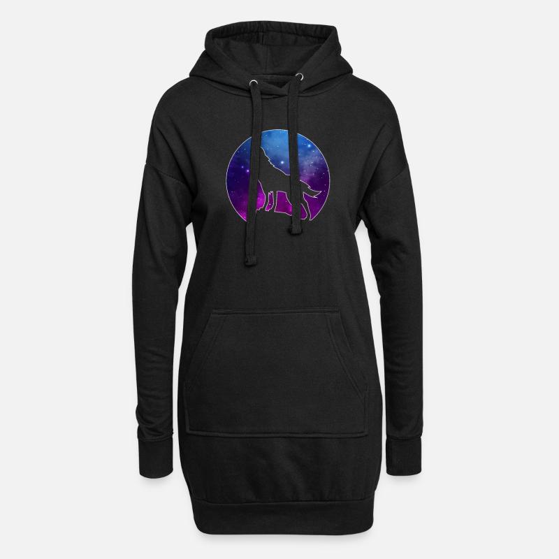 Wolf - Hoodie-Kleid - Schwarz