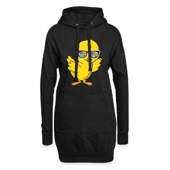 Poussin cool avec des fleurs lunettes de soleil - Sweat-shirt à capuche long Femme - noir - Devant