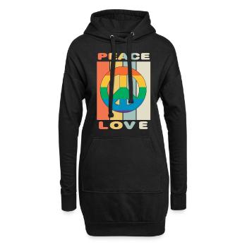 Hippie Peace Love and Rocknroll - Sweat-shirt à capuche long Femme - noir - Devant