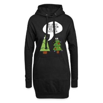 Lustige Tannen Weihnachtsbäume - Hoodie-Kleid - Schwarz - Vorne