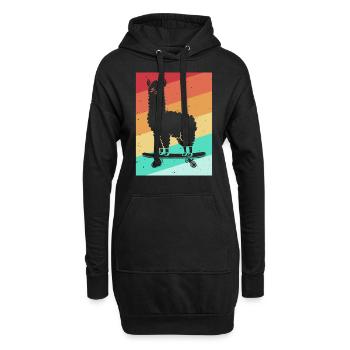 Lama Skateboard Skate Skater Retro - Sweat-shirt à capuche long Femme - noir - Devant