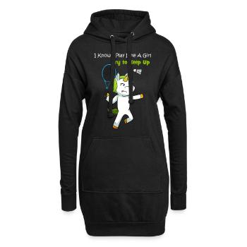 Unicorn Badminton Badmintonspielerin - Hoodie-Kleid - Schwarz - Vorne