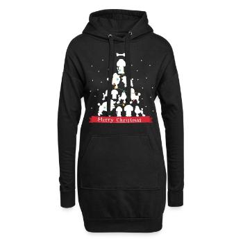 heiratet eben Pudel-Weihnachtsbaum - Hoodie-Kleid - Schwarz - Vorne