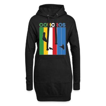 Komoren Landesgrenze und Flagge - Hoodie-Kleid - Schwarz - Vorne