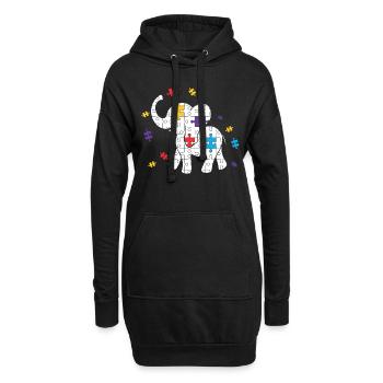 Autismus Puzzle Elefant Autist Elefanten Autist - Hoodie-Kleid - Schwarz - Vorne