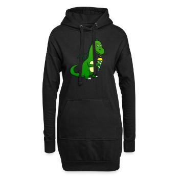 Schulkind Schultüte Dino Dinosaurier Schulanfang - Hoodie-Kleid - Schwarz - Vorne