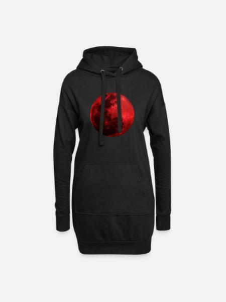 Blood moon red graphic exterior space gift - Hoodie Dress - black