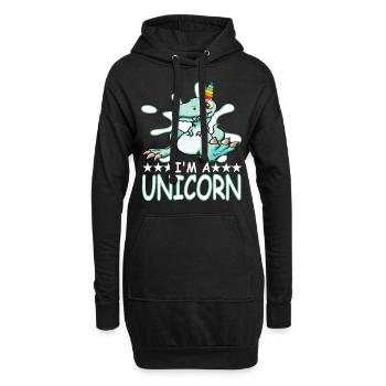 Dinosaurus - Hoodie-Kleid - Schwarz - Vorne