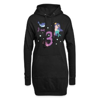 Meerjungfrau ich bin 3 Dritter Geburtstag - Hoodie-Kleid - Schwarz - Vorne