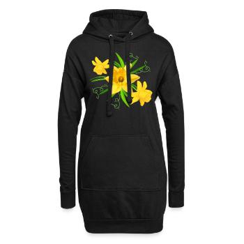 Fleurs de jonquille jaune Fleurs de Pâques printemps - Sweat-shirt à capuche long Femme - noir - Devant