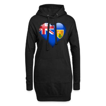 Türken und Caicos Herz-Türken und Caicos-Flagge - Hoodie-Kleid - Schwarz - Vorne
