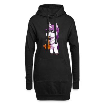 Unicorn Licorne Saxophone jazz Saxophone - Sweat-shirt à capuche long Femme - noir - Devant
