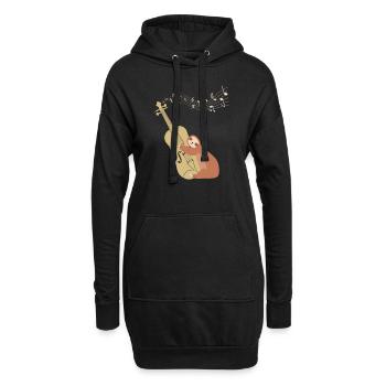 Violon paresse paresseux musique avec des notes musicales - Sweat-shirt à capuche long Femme - noir - Devant