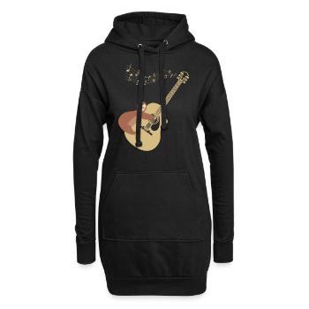 Faultier spielt Akustische Gitarre mit Musiknoten - Hoodie-Kleid - Schwarz - Vorne