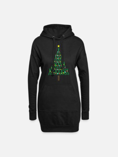 Friseur Weihnachtsbaum Haircutter Stylist Geschenk - Hoodie-Kleid - Schwarz