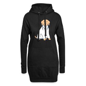 Doktor Hund Lustig Arzt - Hoodie-Kleid - Schwarz - Vorne