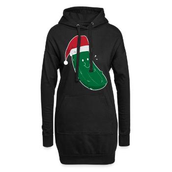 Essiggurke Lustige Essiggurke-Weihnachtskarikatur - Hoodie-Kleid - Schwarz - Vorne