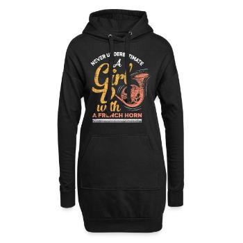 Instrument de cor français - Sweat-shirt à capuche long Femme - noir - Devant