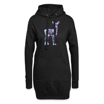 Reh in Neon Glitch - Hoodie-Kleid - Schwarz - Vorne