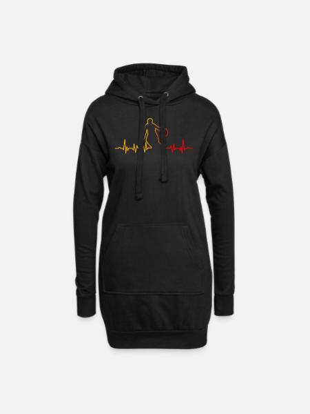Herzschlag Basketball - Hoodie-Kleid - Schwarz