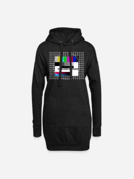 Testbild 90er Jahre Fernsehen TV Retro - Hoodie-Kleid - Schwarz