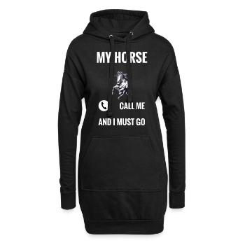 Pferd - Hoodie-Kleid - Schwarz - Vorne