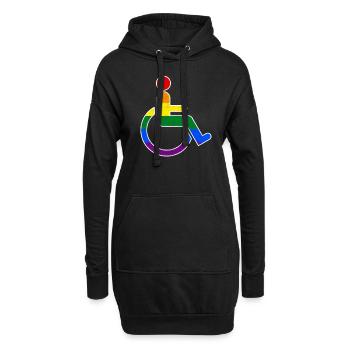 Lustiges Schwuler Rollstuhlfahrer Regenbogen Shirt - Hoodie-Kleid - Schwarz - Vorne