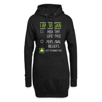 Vegan - Hoodie-Kleid - Schwarz - Vorne