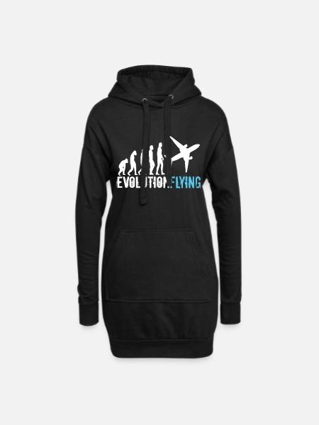Pilot Evolution Fliegen Flugzeug Flieger Boing - Hoodie-Kleid - Schwarz