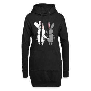Lapins lapins mignons - Sweat-shirt à capuche long Femme - noir - Devant