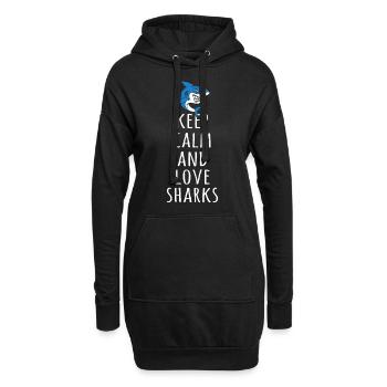 Keep Calm And Love Sharks - Sweat-shirt à capuche long Femme - noir - Devant