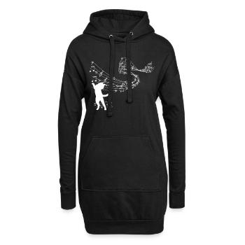 Notes de musique de chat - Sweat-shirt à capuche long Femme - noir - Devant