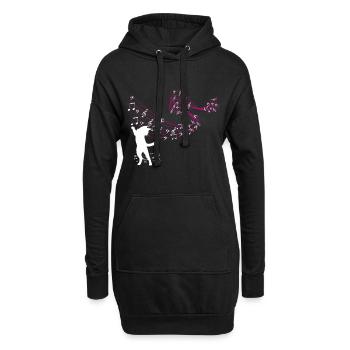 Cat attrape des notes de musique - Sweat-shirt à capuche long Femme - noir - Devant
