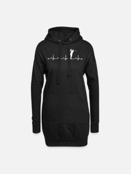 Golf-Vati-Herzschlag-Spieler - Hoodie-Kleid - Schwarz