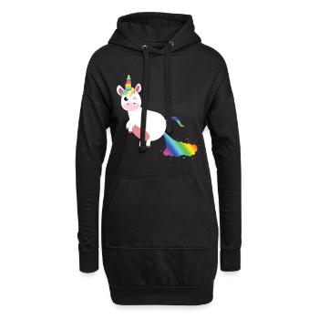 Einhorn Bunter Pups - Hoodie-Kleid - Schwarz - Vorne