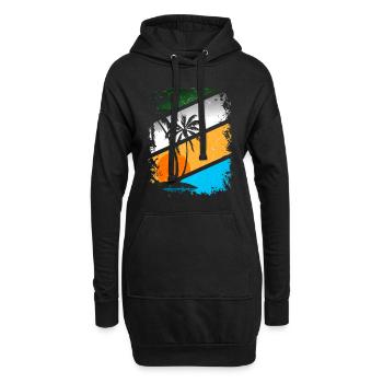 Sommer Sonne Strand Palmen Urlaub Ferien - Hoodie-Kleid - Schwarz - Vorne