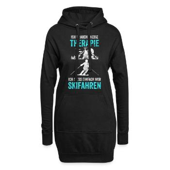 Skifahrer Skipisten Abfahrt Motiv - Hoodie-Kleid - Schwarz - Vorne