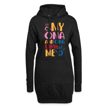 Petits-enfants allemands petite-fille grands-parents aiment grand-père - Sweat-shirt à capuche long Femme - noir - Devant