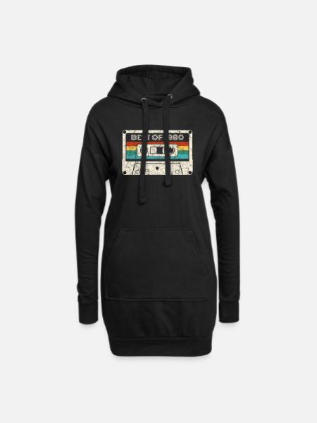 42 Geburtstag Best Of 1980 Kassette Retro Vintage - Hoodie-Kleid - Schwarz
