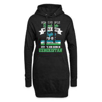 Geboren in Usbekistan - Hoodie-Kleid - Schwarz - Vorne
