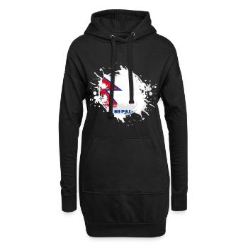 Drapeau du Népal avec blob - Sweat-shirt à capuche long Femme - noir - Devant