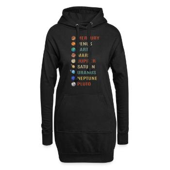 Universum Planeten - Hoodie-Kleid - Schwarz - Vorne