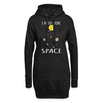Planètes univers - Sweat-shirt à capuche long Femme - noir - Devant