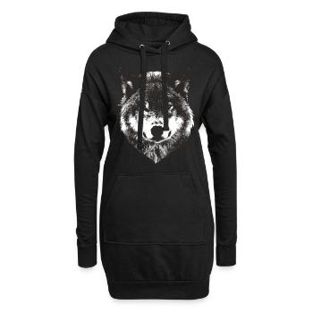 Wolf Face - Hoodie-Kleid - Schwarz - Vorne