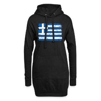 Drapeau de la Grèce - Sweat-shirt à capuche long Femme - noir - Devant